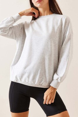 Gri Bisiklet Yaka Sweatshirt 5YXK8-48918-03 - XHAN