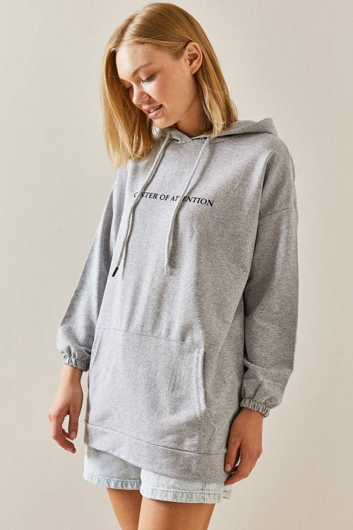 Gri Kanguru Cepli Kapüşonlü Sweatshirt 3YXK8-47460-03 - 3