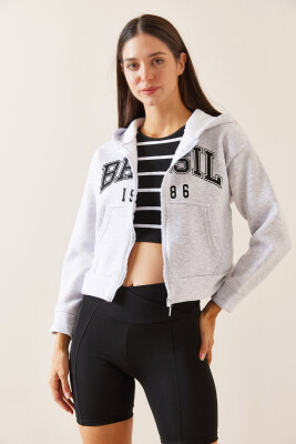 Gri Kapüşonlu & Baskılı Sweatshirt 5YXK8-48911-03 - 3