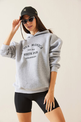 Gri Kapüşonlu Nakışlı Sweatshirt 5KXK8-48983-03 - 5