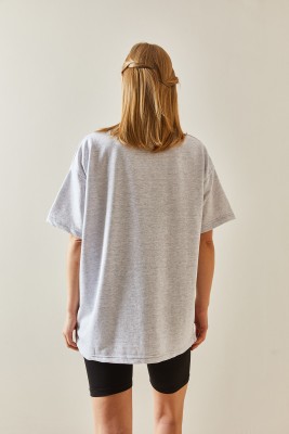Gri Oversize Basic Tişört 3YXK1-47087-03 - 6