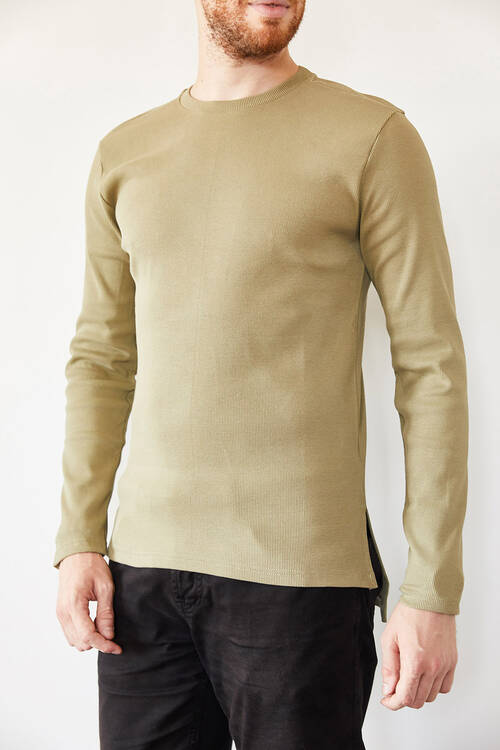 Haki Arkası Uzun Basic Sweatshirt 0YXE8-44042-09 - 2