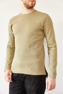 Haki Arkası Uzun Basic Sweatshirt 0YXE8-44042-09 - 1