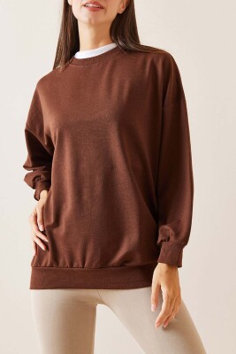 Kahverengi Bisiklet Yaka Sweatshirt 5YXK8-48918-18 - XHAN