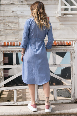 Mavi Kareli Beli Bağcıklı Elbise 0YXK6-43348-12 - 2