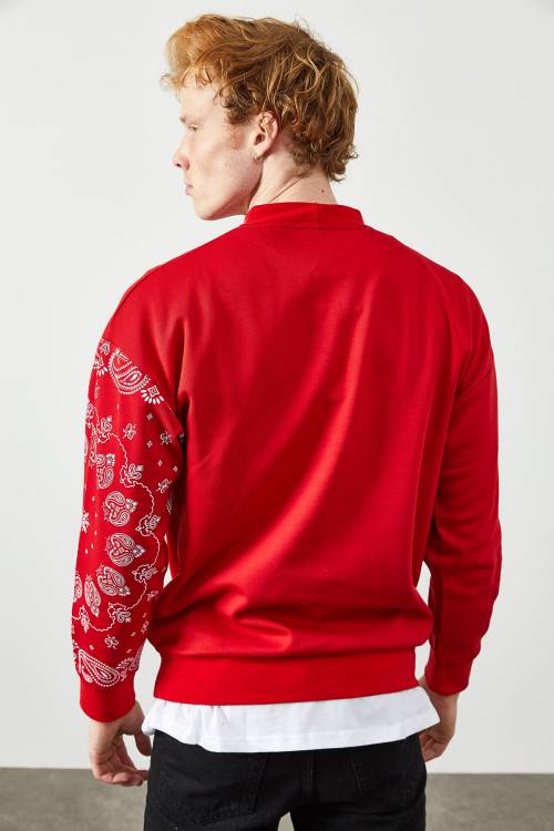 Kırmızı Etnik Desenli Sweatshirt 2KXE8-45350-04 - 8