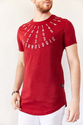 Kırmızı İşleme Detaylı Uzun Tişört 0YXE1-44041-04 