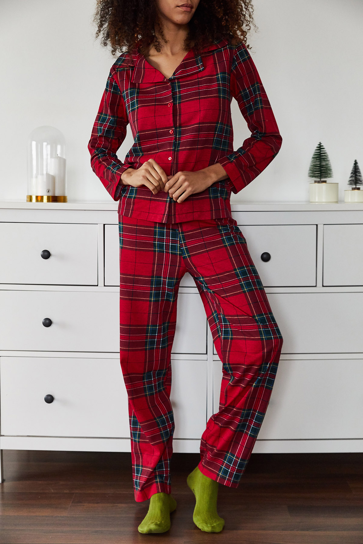 Kırmızı Kareli Örme Pijama Takımı 1KXK8-44695-04 - 4