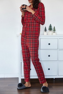 Kırmızı Kareli Örme Pijama Takımı 1KZK8-11024-04 - 5