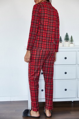 Kırmızı Kareli Örme Pijama Takımı 1KZK8-11024-04 - 8