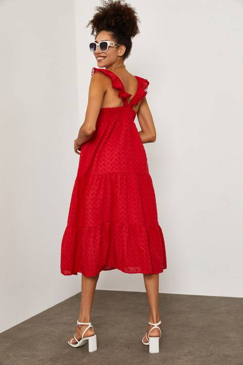 Kırmızı MidiBoy Brode Elbise 1YXK6-45255-04 - 1