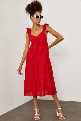 Kırmızı MidiBoy Brode Elbise 1YXK6-45255-04 - 4