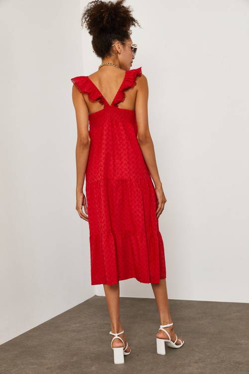 Kırmızı MidiBoy Brode Elbise 1YXK6-45255-04 - 6