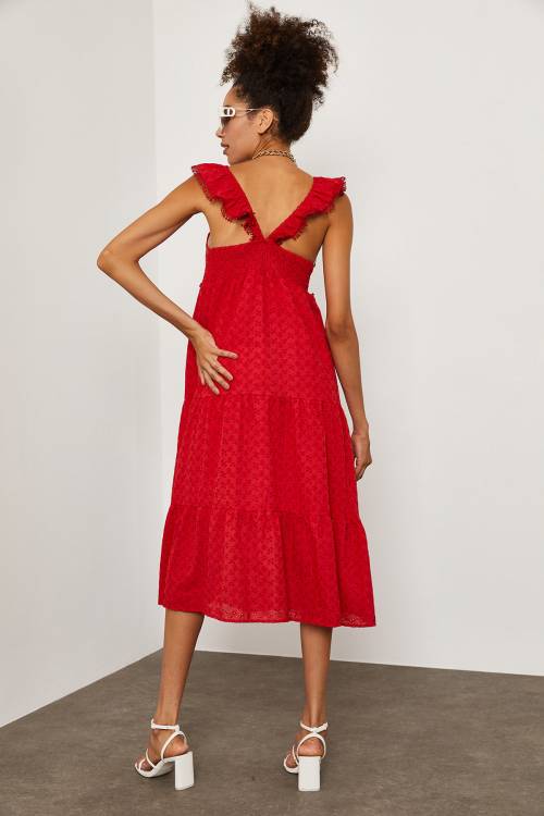 Kırmızı MidiBoy Brode Elbise 1YXK6-45255-04 - 7
