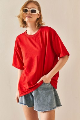 Kırmızı Oversize Basic Tişört 3YXK1-47087-04 - 1