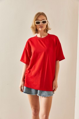 Kırmızı Oversize Basic Tişört 3YXK1-47087-04 - 3