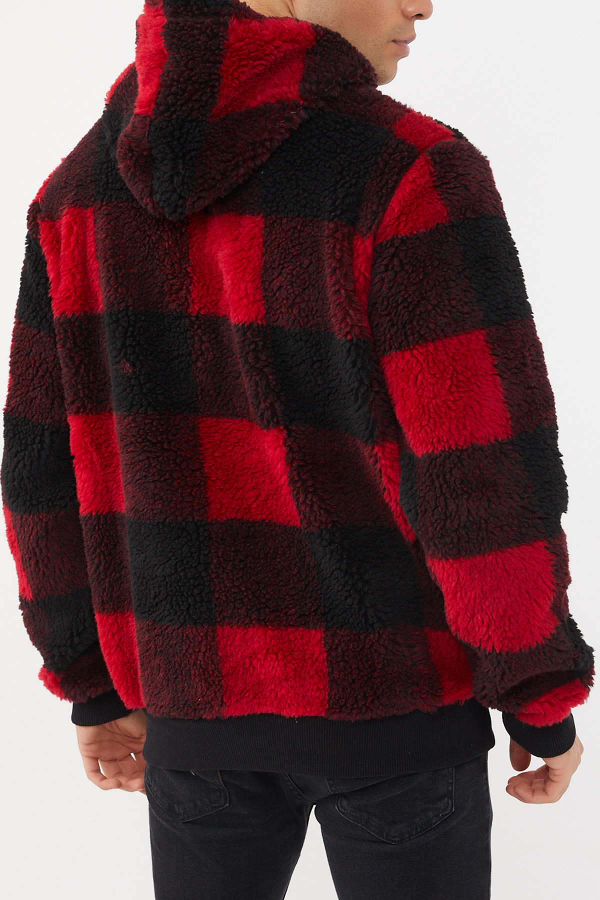Kırmızı Siyah Ekoseli Peluş Sweatshirt 1KXE8-44478-04 - 8