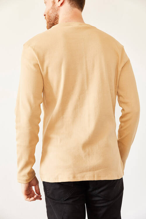 Krem Arkası Uzun Basic Sweatshirt 0YXE8-44042-22 - 2