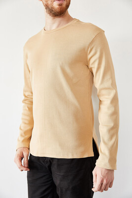 Krem Arkası Uzun Basic Sweatshirt 0YXE8-44042-22 - 1
