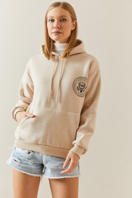 Krem Şardonlu & Arkası Baskılı Kapüşonlü Sweatshirt 4KXK8-47836-22 - 3