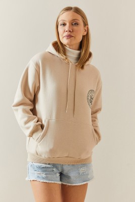 Krem Şardonlu & Arkası Baskılı Kapüşonlü Sweatshirt 4KXK8-47836-22 - 5