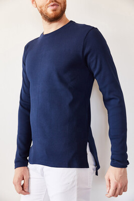 Lacivert Arkası Uzun Basic Sweatshirt 0YXE8-44042-14 - 1