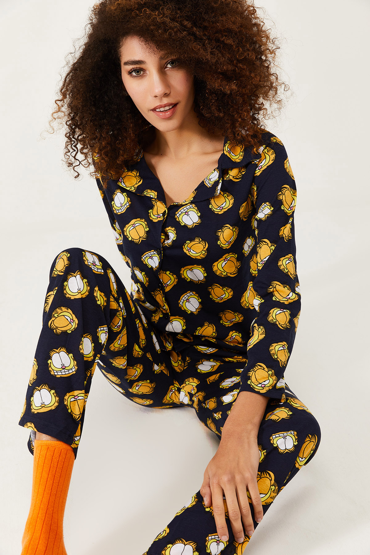 Lacivert Garfield Baskılı Örme Pijama Takımı 1KXK8-44580-14 - 3