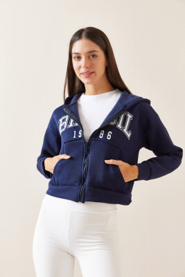 Lacivert Kapüşonlu & Baskılı Sweatshirt 5YXK8-48911-14 - 5