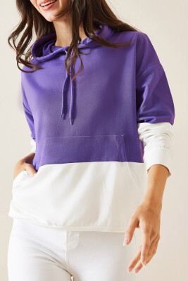 Lila Parçalı Sweatshirt 5KXK8-48999-26 - XHAN