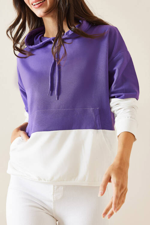 Lila Parçalı Sweatshirt 5KXK8-48999-26 - 1