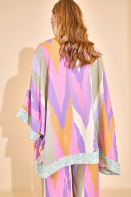 Lila Renk Geçişli Kuşaklı Kimono 2YXK4-46183-26 - 7