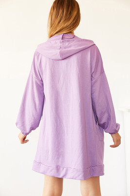 Lila Uzun Fermuarlı Sweatshirt 0YXK8-44010-26 - 2