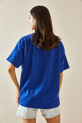 Mavi Bisiklet Yaka Yazılı Oversize Tshirt 5YXK1-48701-12 - 9