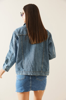 Mavi Çift Cepli Crop Denim Ceket 5KXK4-48954-12 - 8