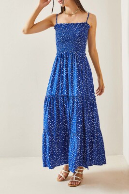 Mavi Gipeli İnce Askılı Elbise 5YXK6-48853-12 - XHAN