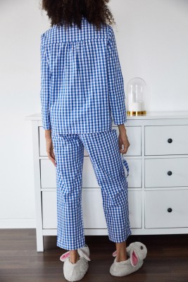 Mavi Göz Bantlı Kareli Dokuma Pijama Takımı 2KXK8-45863-12 - 6