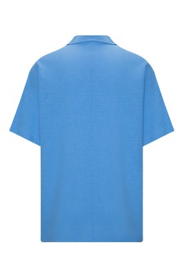 Mavi Kruvaze Yaka Oversize Keten Gömlek 2YXE2-45965-12 - 3