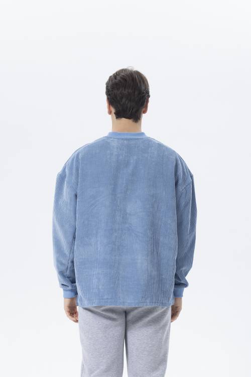 Mavi Oversize Fitilli Kadife Sweatshirt 2KXE8-45512-12 - 4