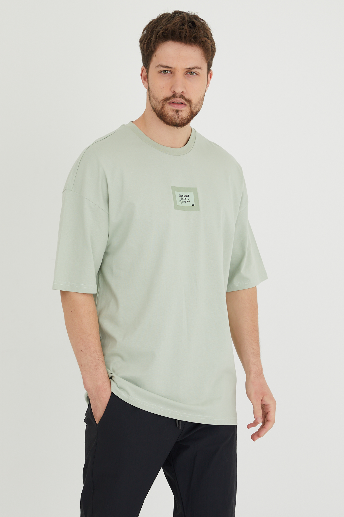 Mint Baskılı Oversize Tişört 1KXE1-44634-58 - 1