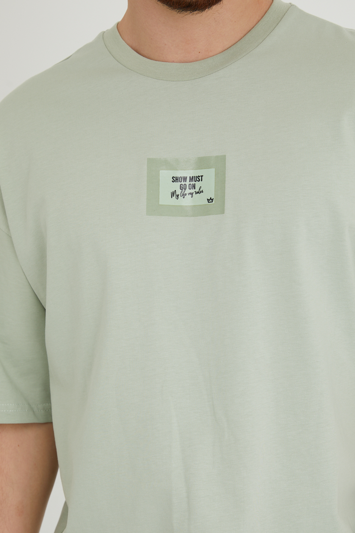 Mint Baskılı Oversize Tişört 1KXE1-44634-58 - 3