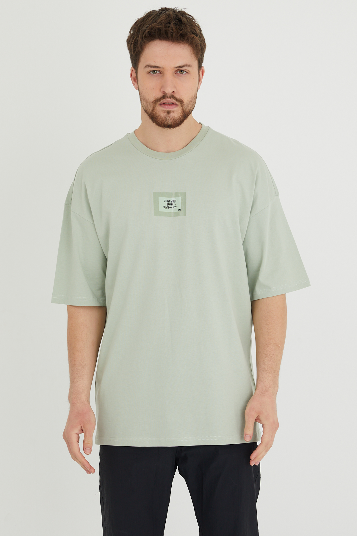Mint Baskılı Oversize Tişört 1KXE1-44634-58 - 5