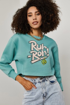 Mint Yazı Detaylı Crop Sweatshirt 3KXK8-46739-58 - XHAN