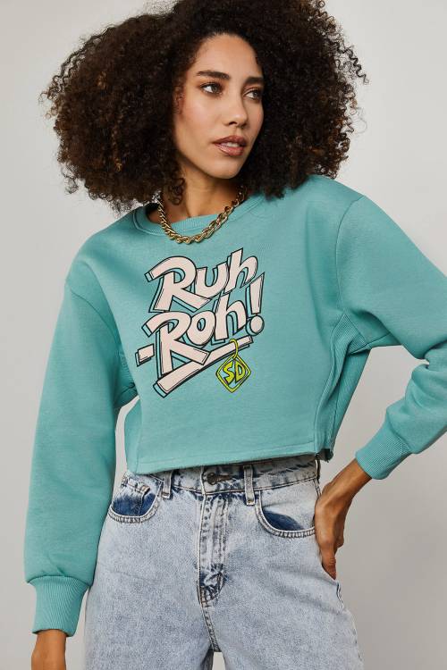 Mint Yazı Detaylı Crop Sweatshirt 3KXK8-46739-58 - 2