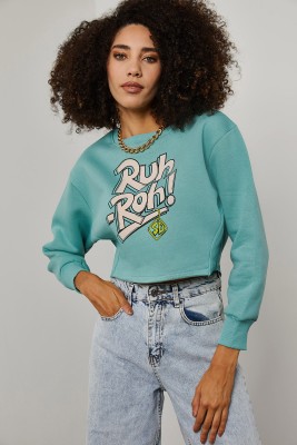 Mint Yazı Detaylı Crop Sweatshirt 3KXK8-46739-58 - 5