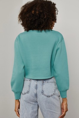 Mint Yazı Detaylı Crop Sweatshirt 3KXK8-46739-58 - 7