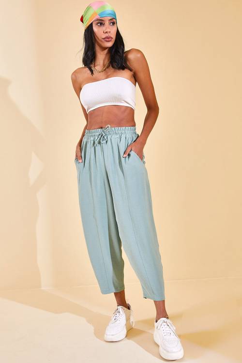 Mint Yeşili Beli Lastikli Slouchly Pantolon 2YXK5-46168-58 - 2