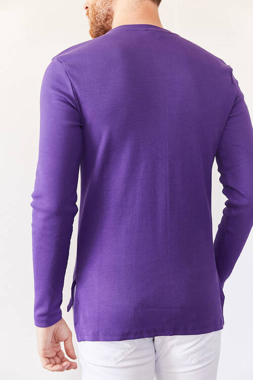 Mor Arkası Uzun Basic Sweatshirt 0YXE8-44042-06 - 2