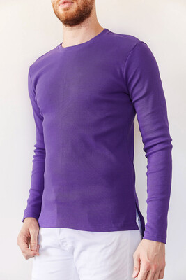 Mor Arkası Uzun Basic Sweatshirt 0YXE8-44042-06 - 1