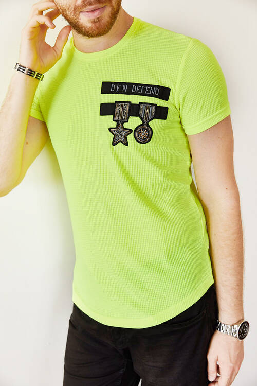 Neon Yeşili İşlemeli Tişört 0YXE1-44017-71 - 1