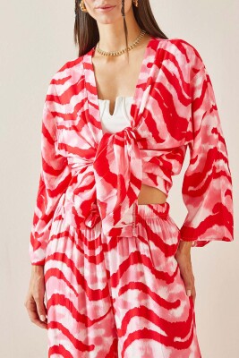 Pembe Batik Desenli Kimono 5YXK4-48830-20 - XHAN